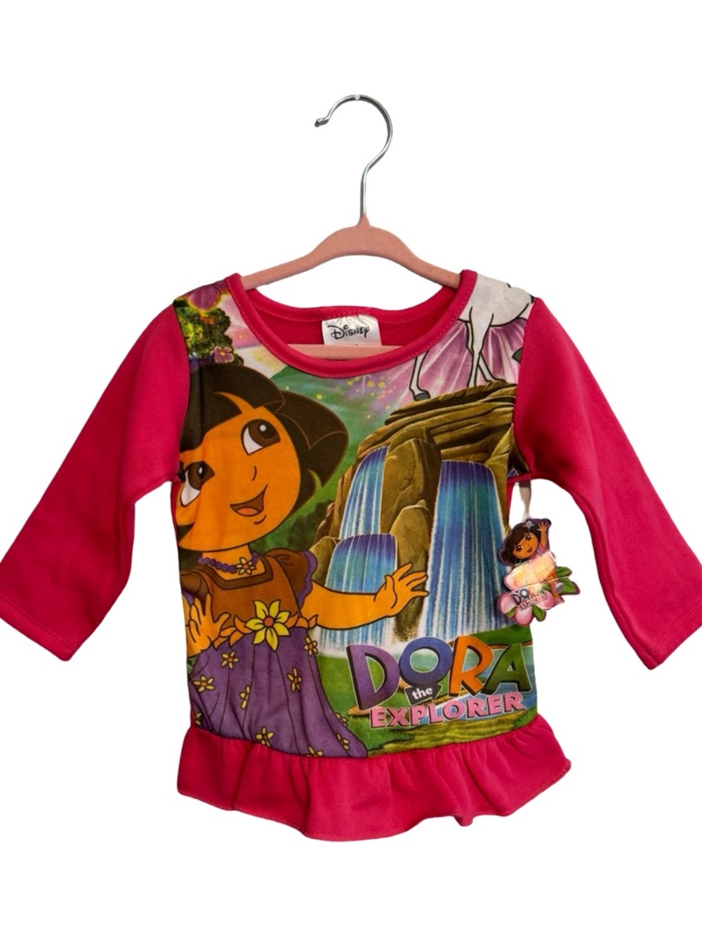 Y2K Dora the Explorer Long Sleeve Ruffle Top Girls Size 3T NWT